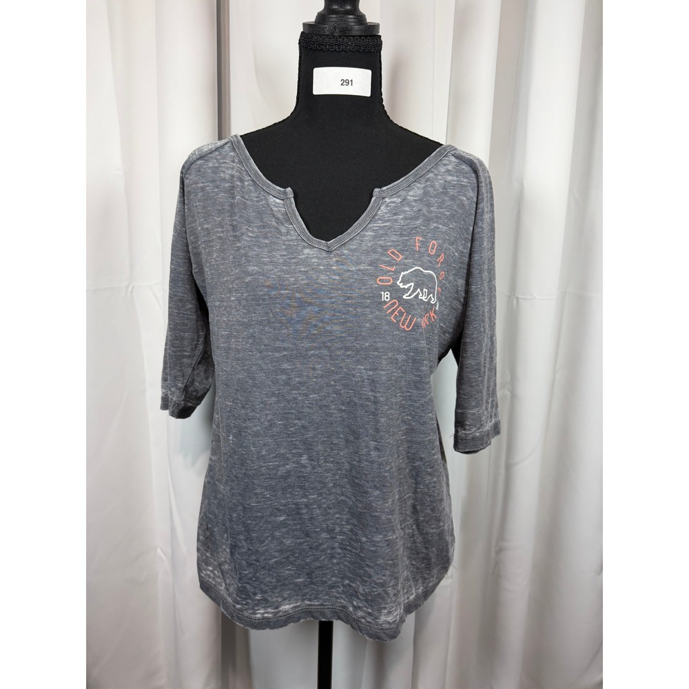Exist Adirondacks Old Forge New York Graphic Tee Charcoal 3/4 Sleeve XL LS9244